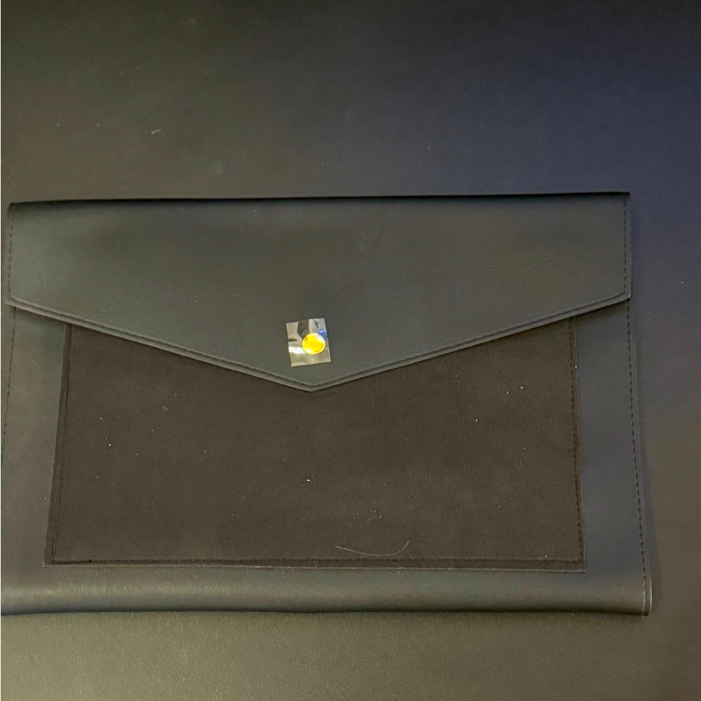 Glass Ladder & Co. The Megan Black Vegan Leather  W/Gold Button Portfolio Clutch